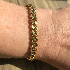 Waterproof 316L Stainless Steel & 18k 6mm Cuban Chain Bracelet NWT